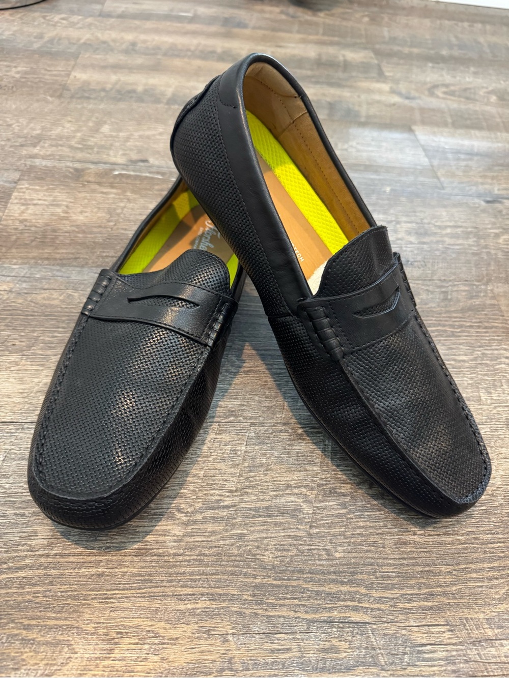 Florsheim Black Perforated Penny Loafers - Picture 5 of 13